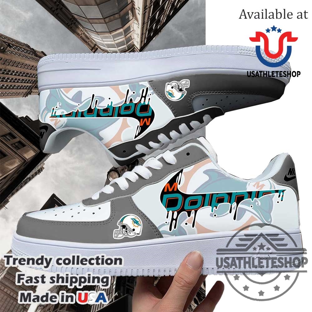 Miami Dolphins Nfl Team Logo Custom Air Force 1 Running Shoes