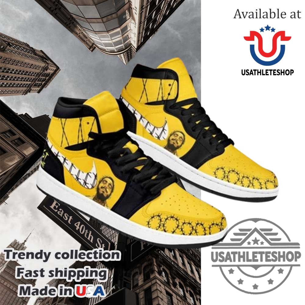 Post Malone Gang Yellow Air Jordan 1 High Top Sneakers