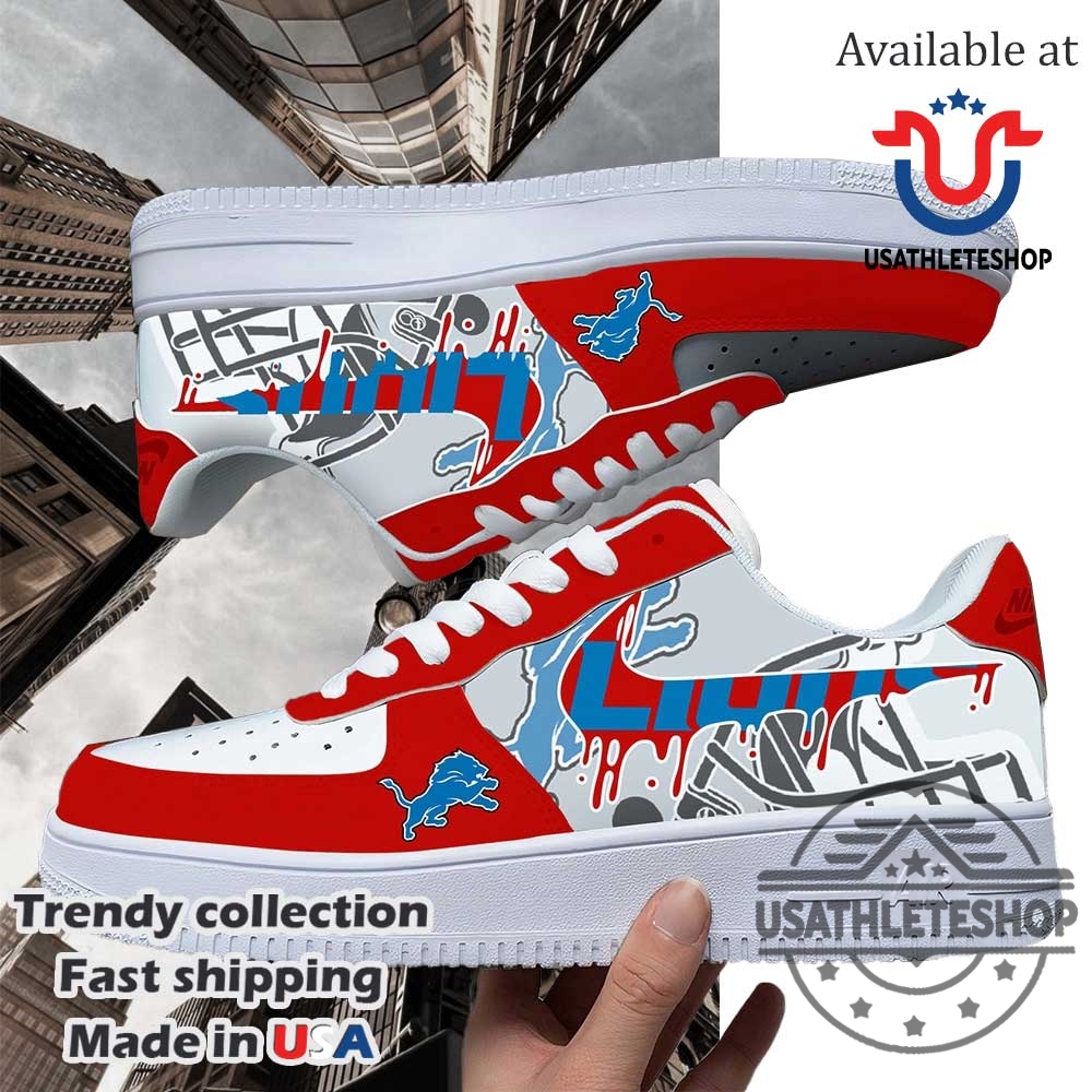 Nfl Detroit Lions Logo Custom Air Force 1 Running Shoes