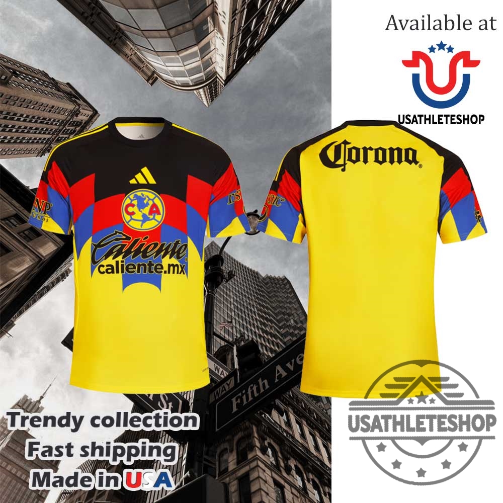 Club América Adidas Yellow Soccer Jersey Vintage Style Fan Apparel
