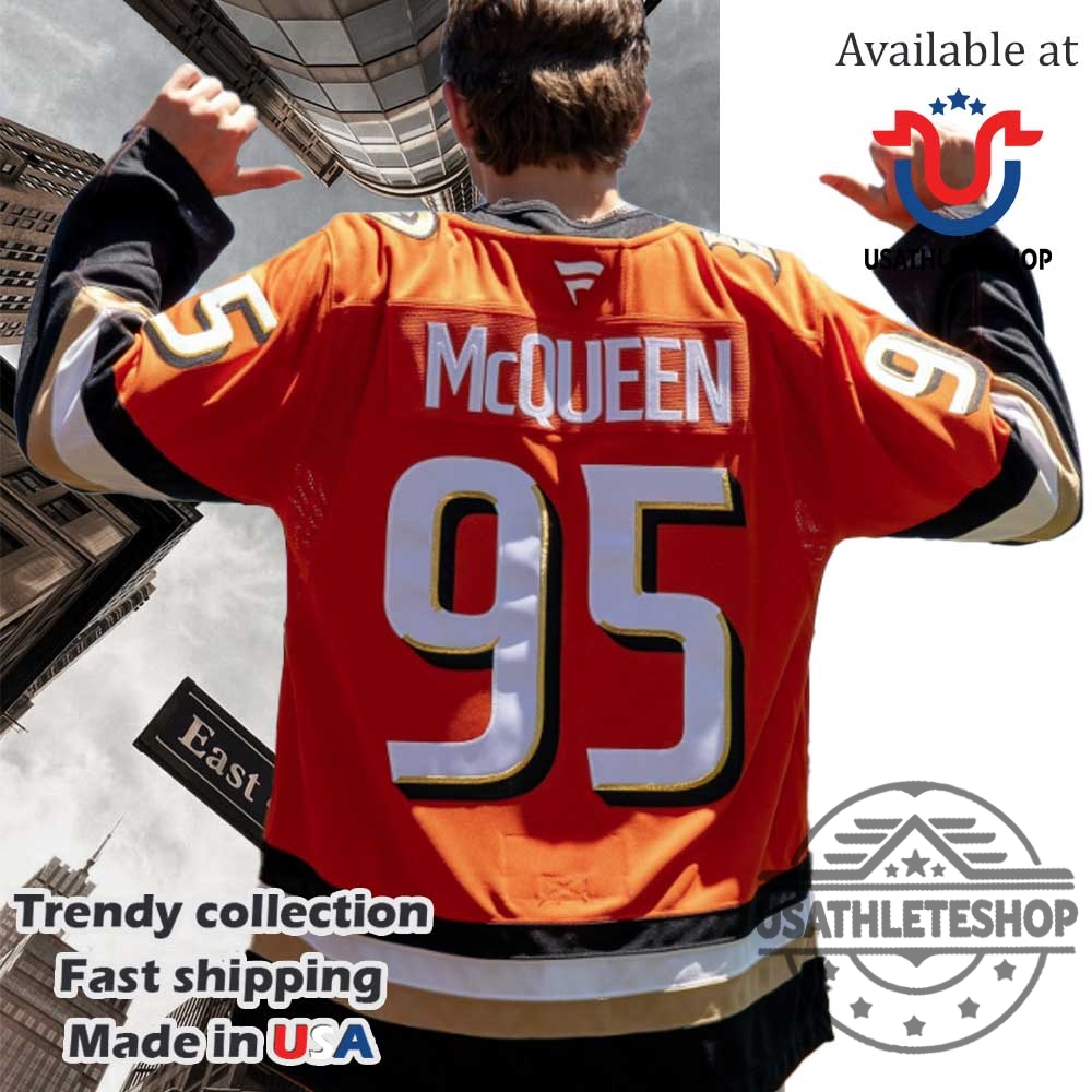 Custom Mcqueen 95 Orange Anaheim Ducks Zegras Hockey Jersey