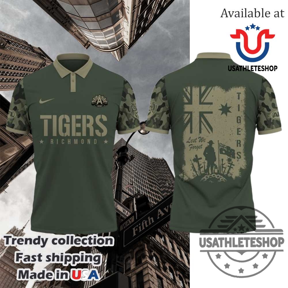 "Top 5 Limited Edition Sports Polo Shirts for 2024-2025 Fans" 10 Richmond Tigers X Anzac Day Limited Edition Polo Shirt