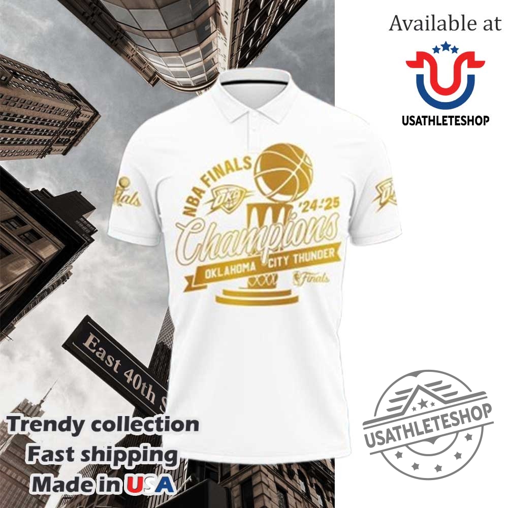 White Oklahoma City Thunder Nba Finals Best Team Polo Shirt 3 White Oklahoma City Thunder NBA Finals Best Team Polo Shirt