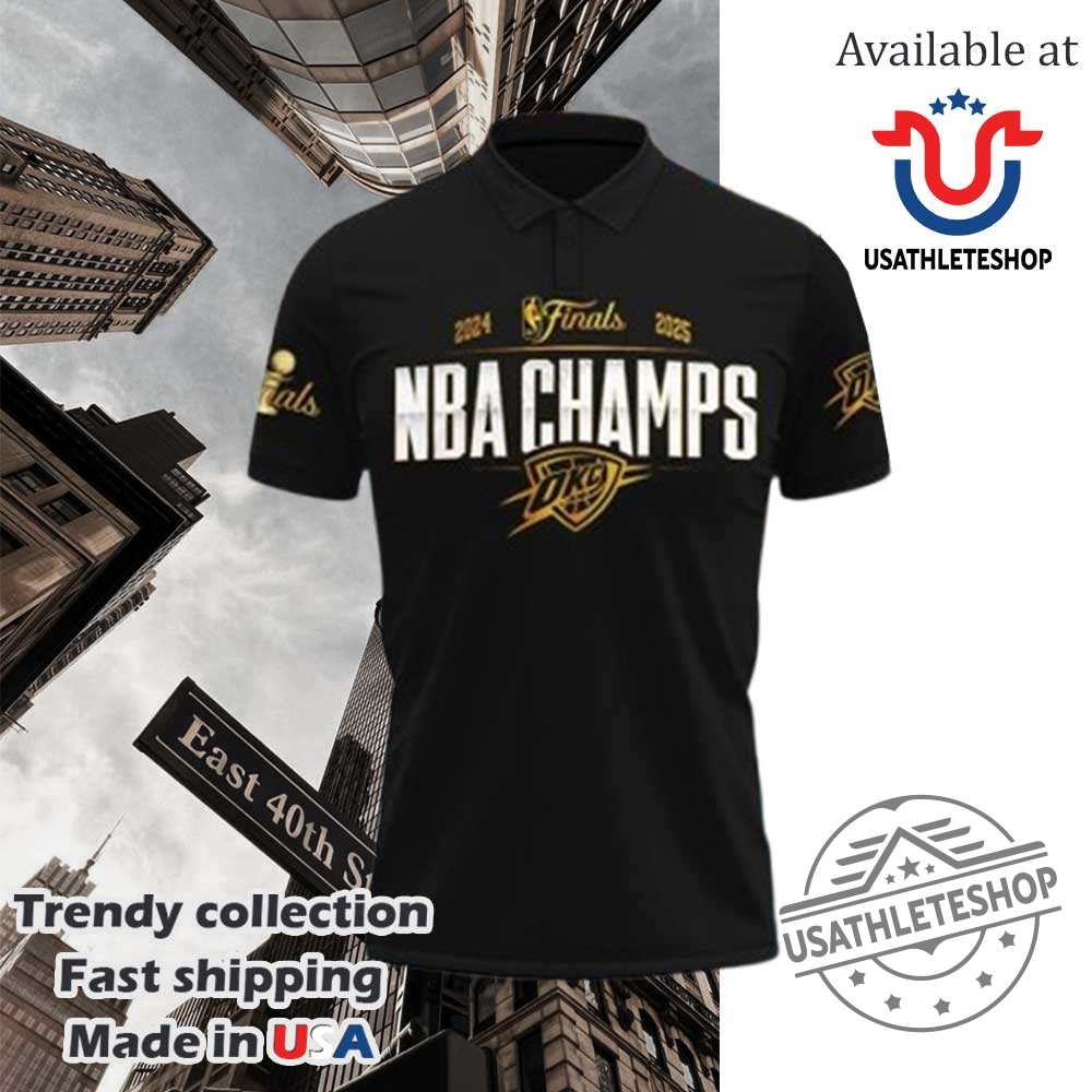 Black Nba Finals 2025 Champions Oklahoma City Thunder Polo Shirt 3 Black NBA Finals 2025 Champions Oklahoma City Thunder Polo Shirt