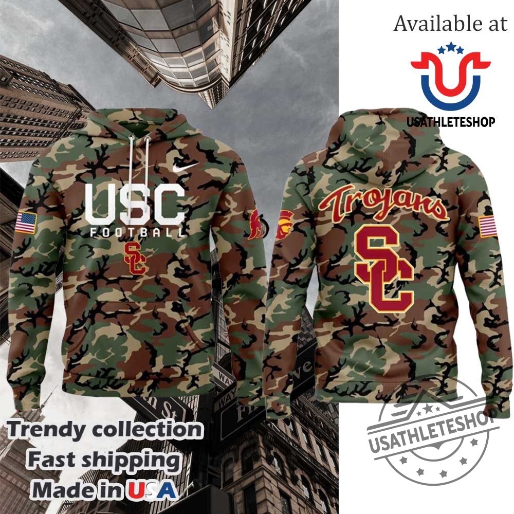 Usc Trojans Military Appreciation Camo All Over Print Hoodie