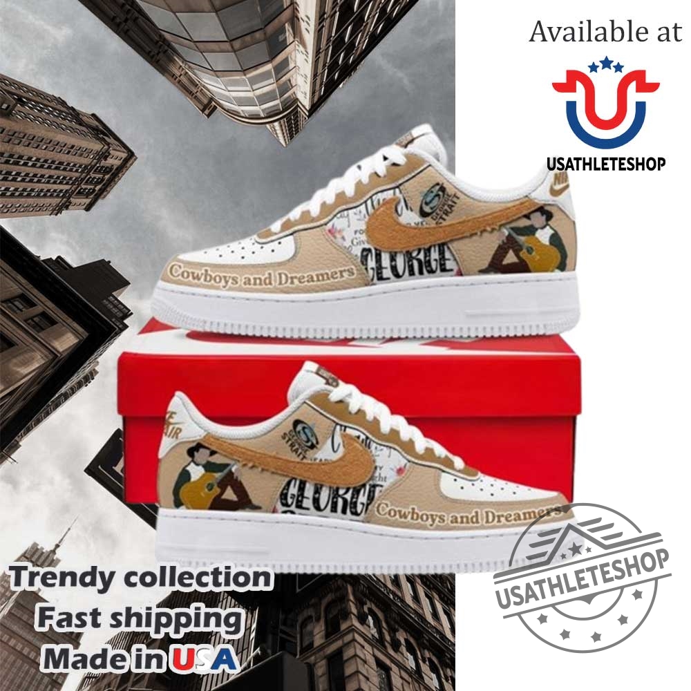 "Celebrate With Unique Anniversary Shoes and Commemorative Sports Shirts" 27 George Strait Cowboys And Dreamers Nike Air Force 1 Shoes