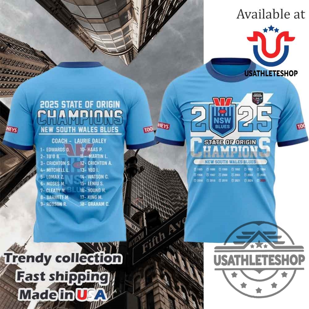 2025 State Of Origin Champions New South Wales Blues Tshirt