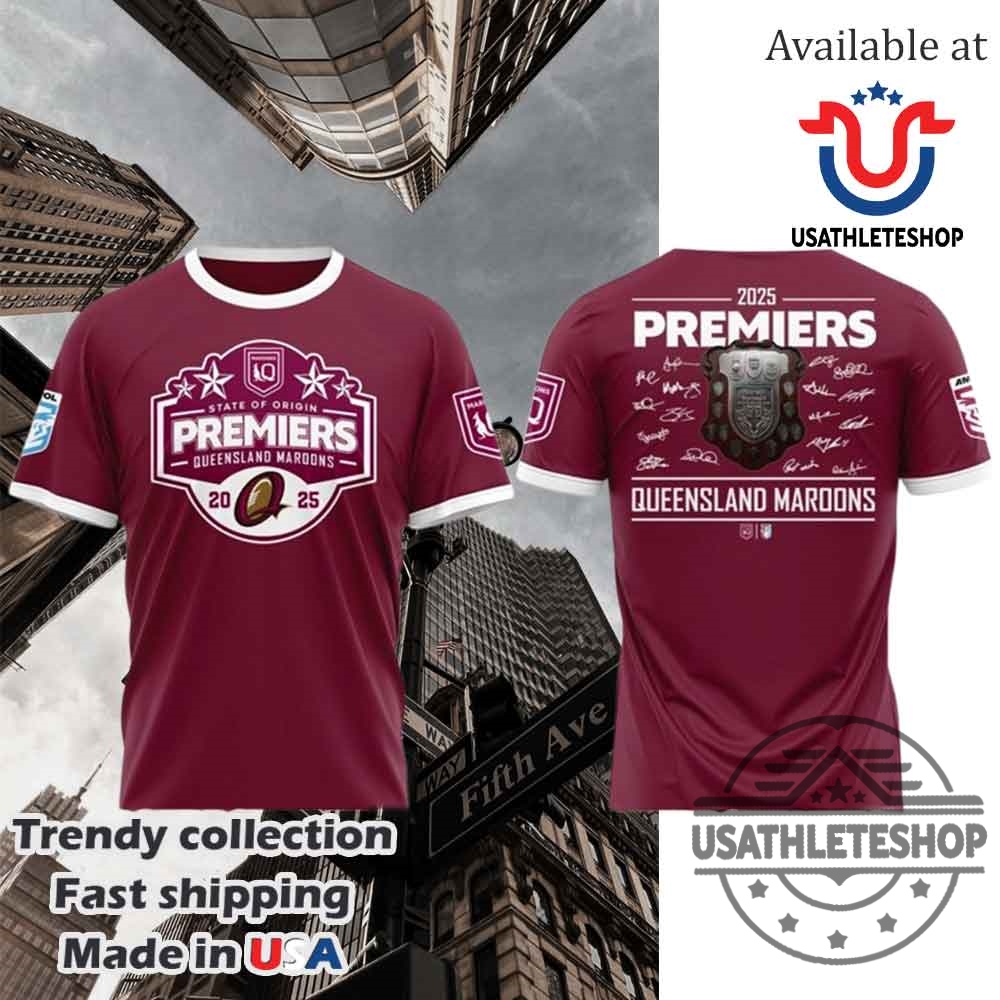 "Top 5 Must-Have 2025 Sports T-Shirts and Hoodies Revealed" 14 Queensland Maroons State Of Origin Premiers 2025 Tshirt