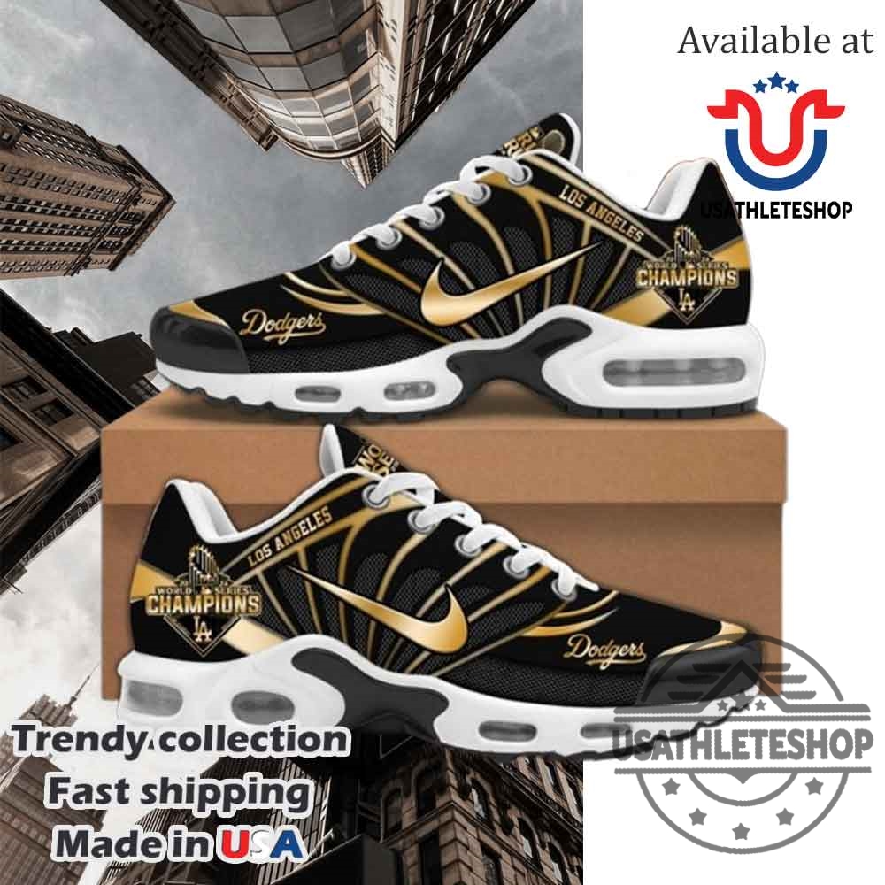 "Custom Air Max Plus Shoes & Unique Shirts for Sports Fans" 3 Los Angeles Dodgers Gold Champions Air Max Plus Shoes