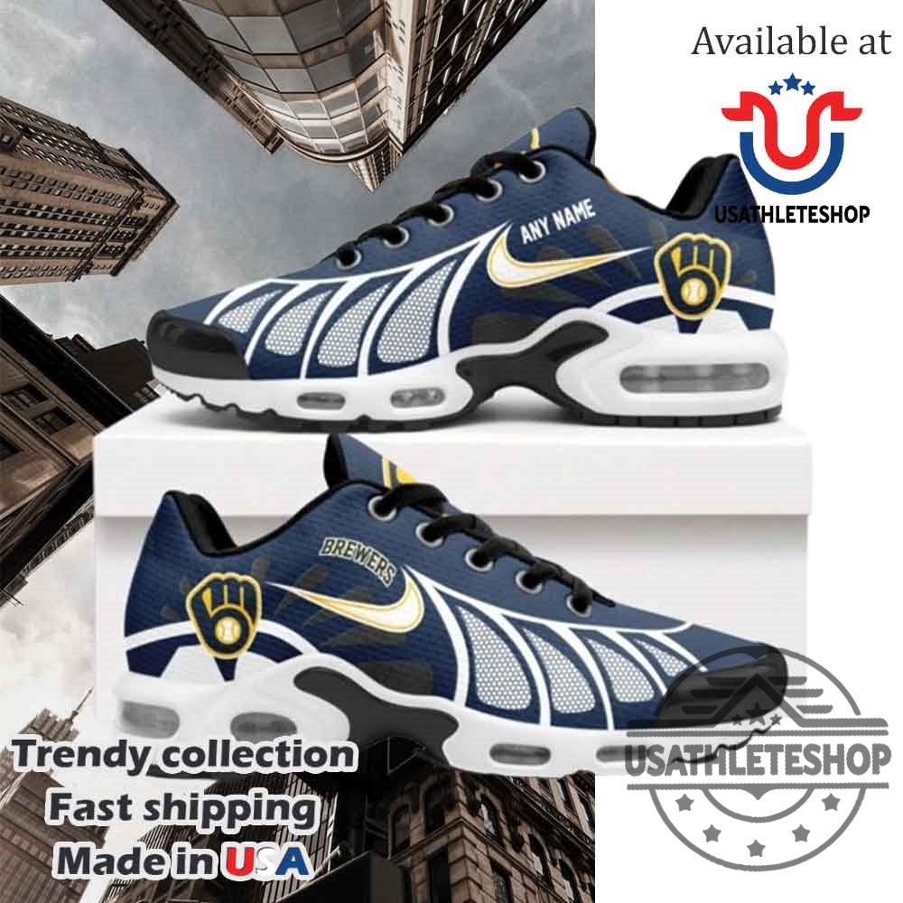 "Custom Air Max Plus Shoes & Unique Shirts for Sports Fans" 22 Mlb Milwaukee Brewers Custom Air Max Plus Shoes