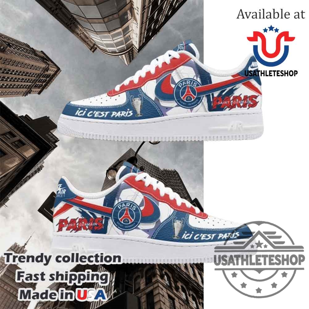 "Custom Air Max Plus Shoes & Unique Shirts for Sports Fans" 30 Paris Saint Germain Uefa Champions League Winner Ici Cest Paris Air Force Shoes