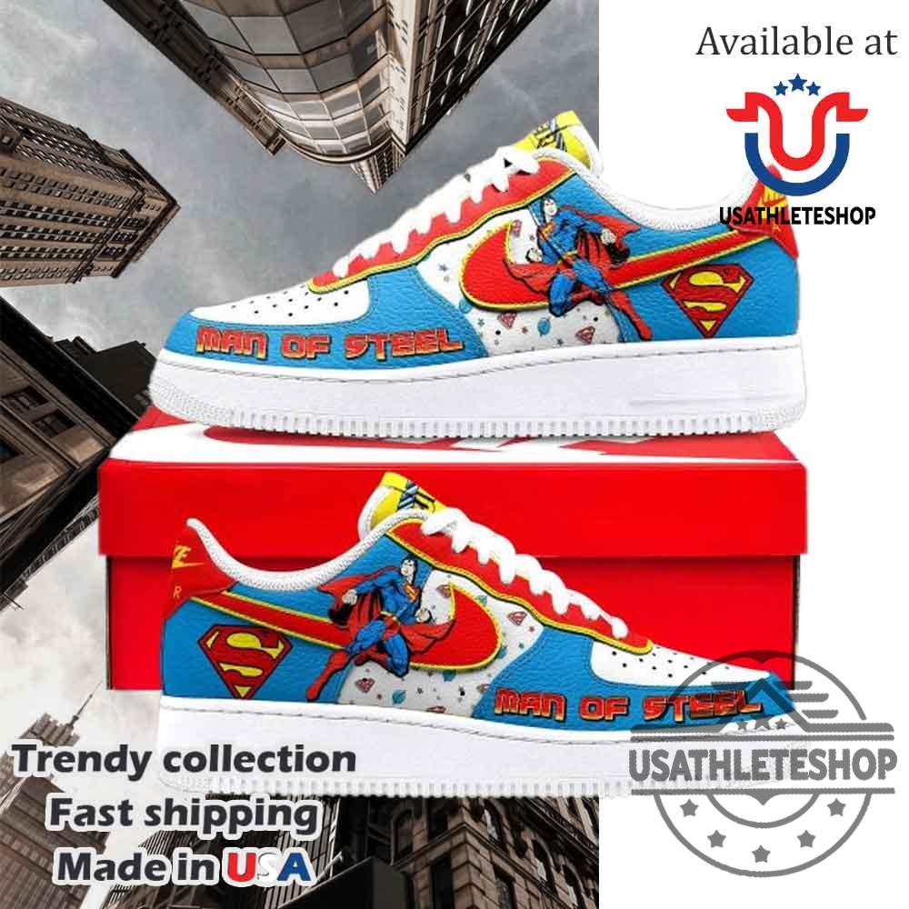 "Custom Air Max Plus Shoes & Unique Shirts for Sports Fans" 36 Superman Man Of Steel Air Force 1 Shoes