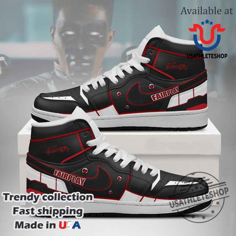 Custom Fair Play Terrific Hightop Sneakers Black Red White Athletic Shoes