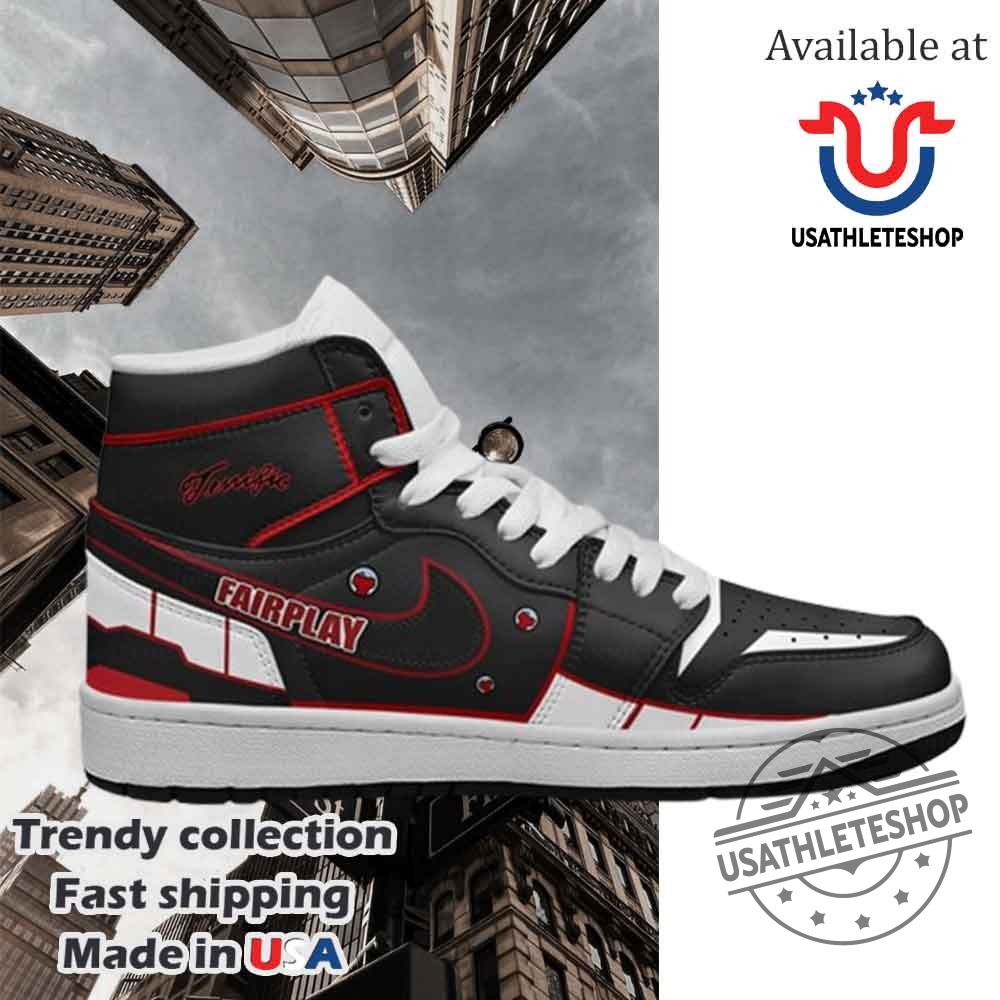 Custom Fair Play Terrific Hightop Sneakers Black Red White Athletic Shoes 5 Custom Fair Play Terrific High-Top Sneakers Black Red & White Athletic Shoes