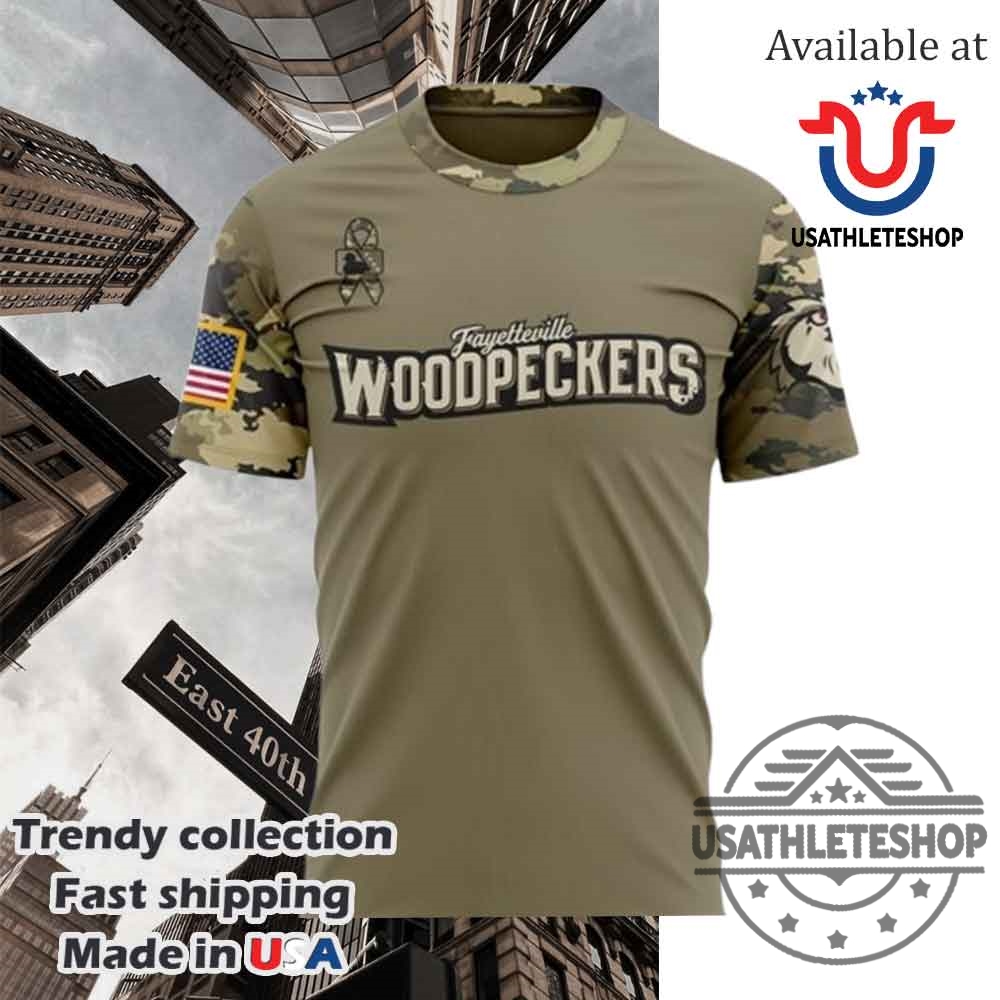 "Must-Have Hoodies and T-Shirts for Sports and Pop Culture Fans" 3 Fayetteville Woodpeckers Military Appreciation Night Hoodie
