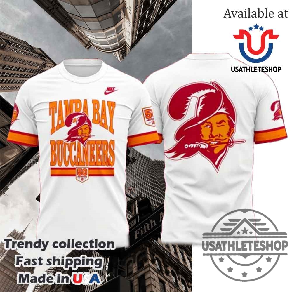 "Must-Have Hoodies and T-Shirts for Sports and Pop Culture Fans" 8 Tampa Bay Buccaneers 50Th Season Game White Tshirt