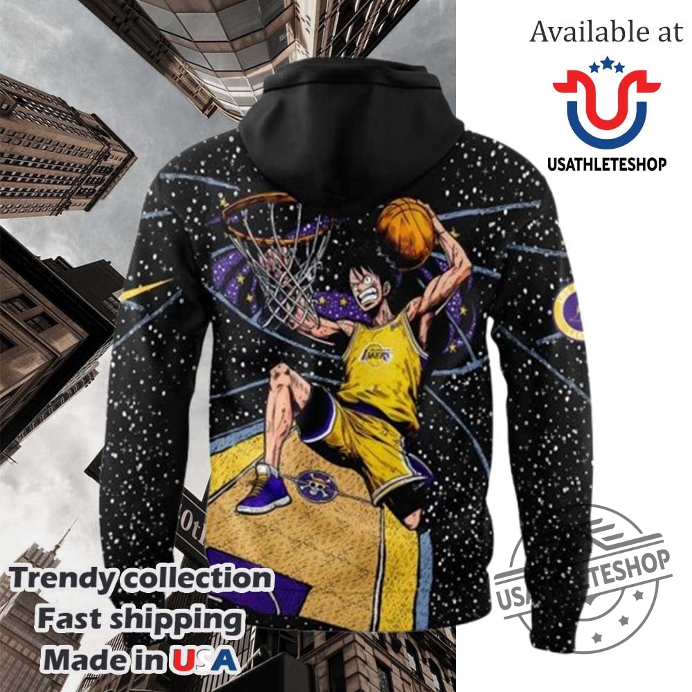 Los Angeles Lakers One Piece Monkey D.Luffy Hoodie Shirt 5 Los Angeles Lakers One Piece Monkey D.Luffy Hoodie Shirt