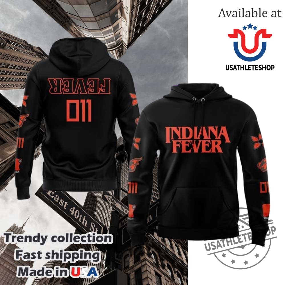 Indiana Fever Stranger Things Rebel Swingman Black Hoodie