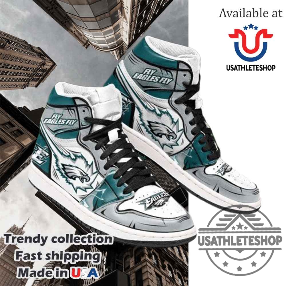 Nfl Philadelphia Eagles Grey Green Logo Air Jordan 1 High Sneakers
