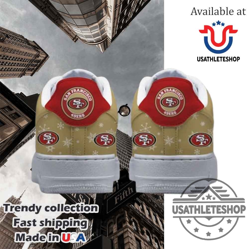 San Francisco 49Ers Merry Christmas Nike Air Force 1 Running Sneakers Shoes 3 San Francisco 49ers Merry Christmas Nike Air Force 1 Running Sneakers Shoes