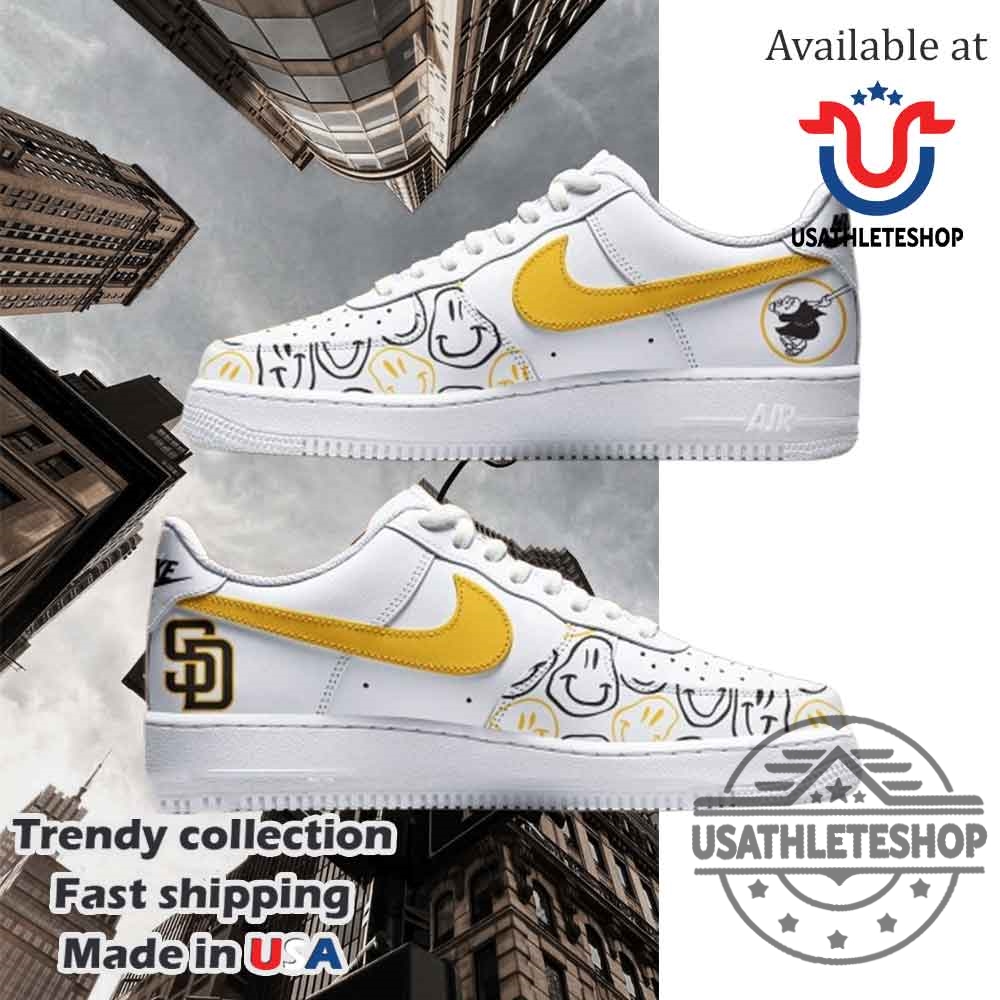 San Diego Padres Smile Nike Air Force 1 Sneakers Shoes