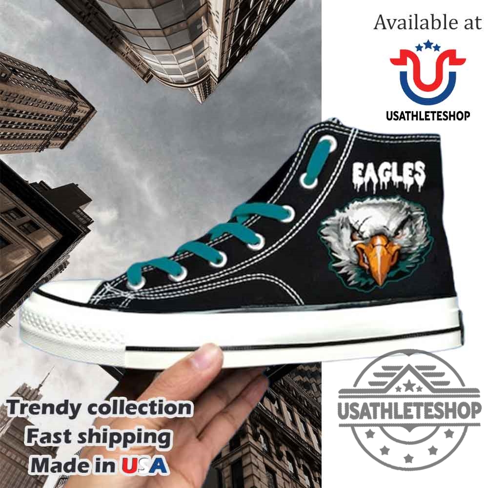 Philadelphia Eagles Shoes Eagles Sneakers Black High Top Canvas