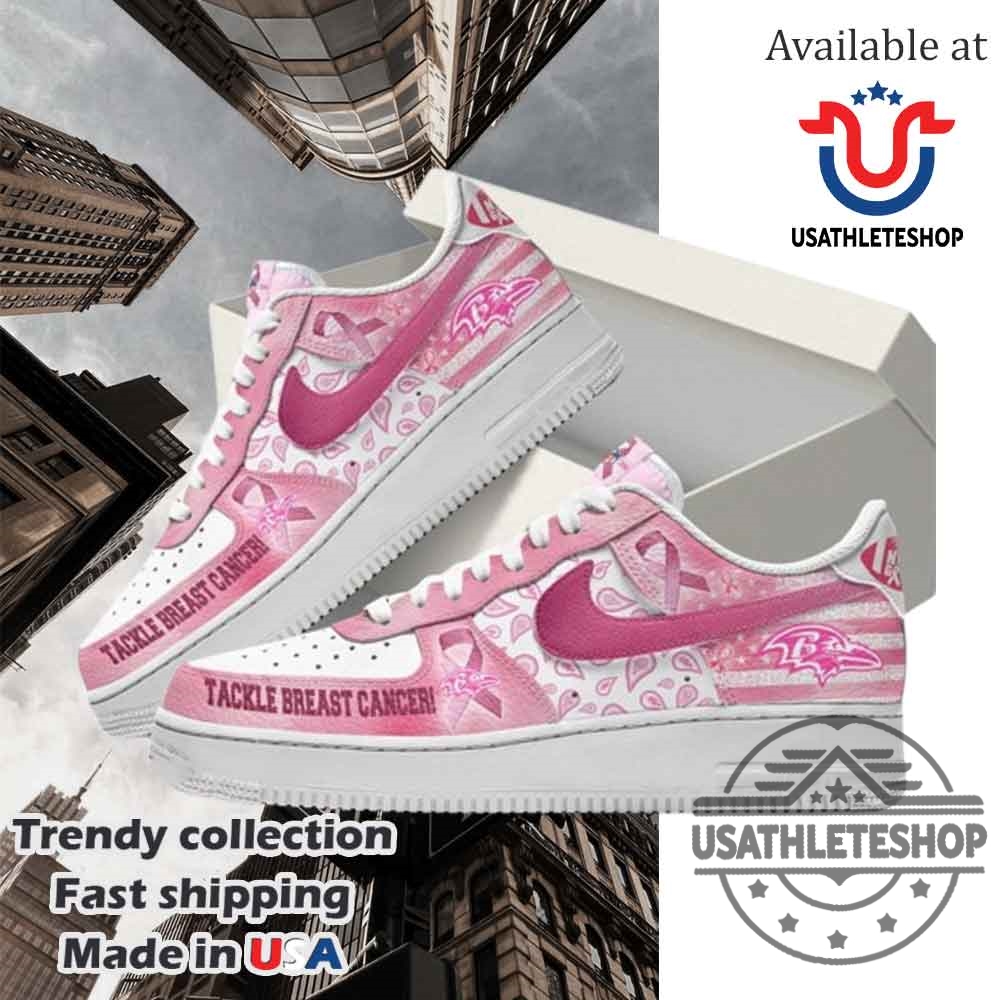 "Top 5 Nike Air Force 1 Fan Shoes for 2025" 6 Baltimore Ravens Tackle Breast Cancer Nike Air Force 1 Running Sneakers Shoes